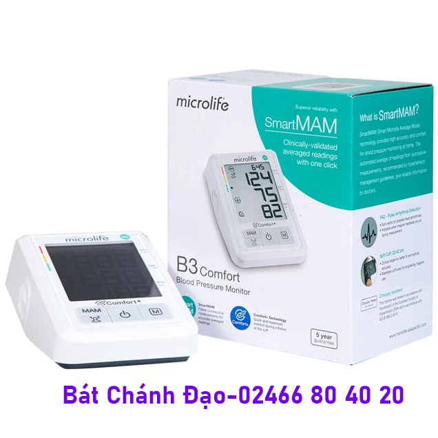 Máy đo huyết áp bắp tay tự động Microlife B3 Comfort hỗ trợ đo huyết áp và nhịp tim